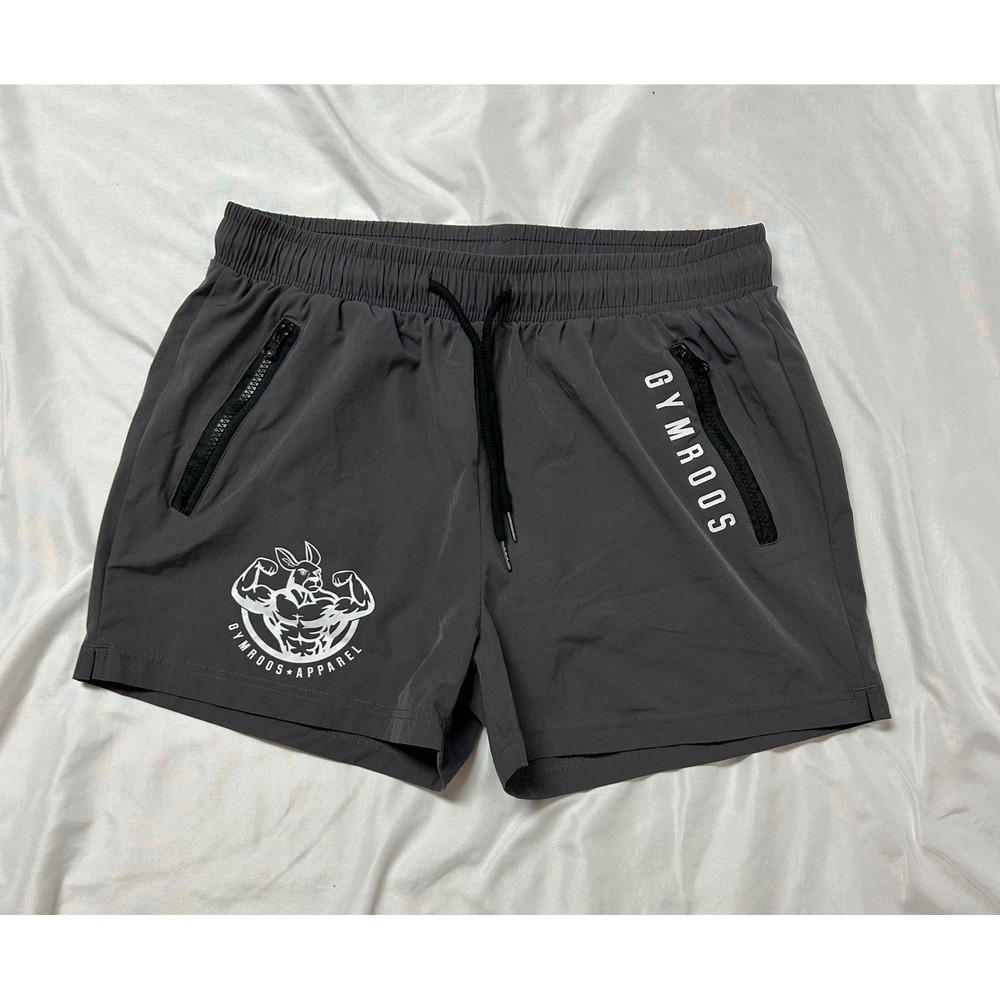 Gymroos Apparel Mens Gray Athletic Gym Shorts Mesh Lined Size M Bodybuilding